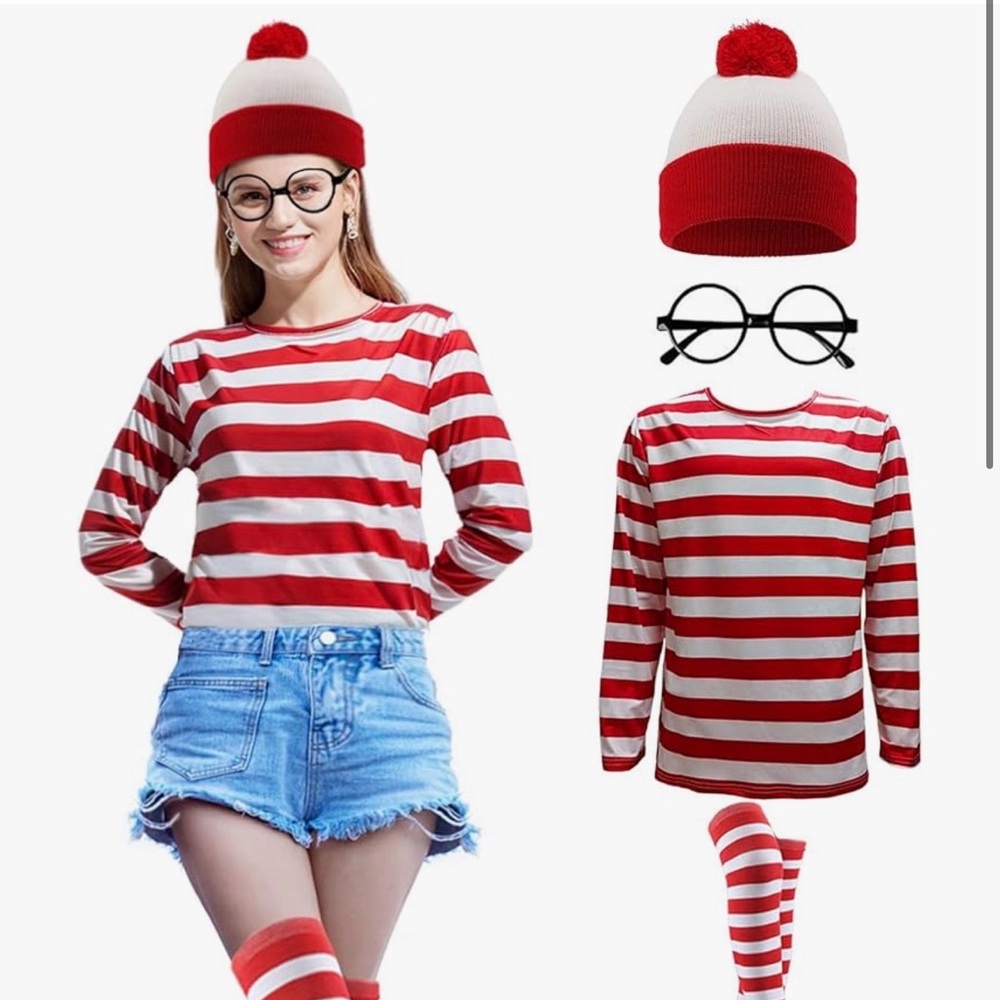 Wheres Waldo Costume Red and White Striped